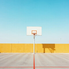  Minimalist Outdoor Basketball Court with Yellow Wall