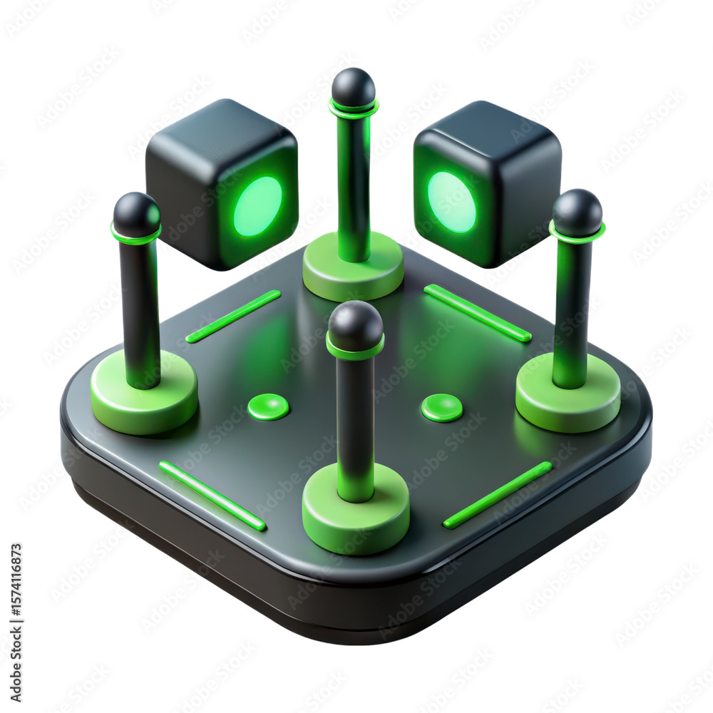Poster modern abstract puzzle game concept 3d rendering icon land transportation isolated on white backgrou