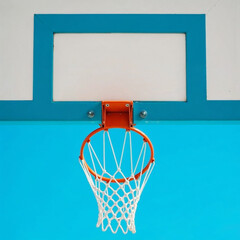 Minimalist Basketball Hoop Against Bright Blue Sky