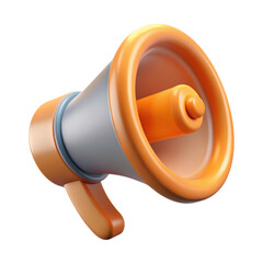 Orange and gray bullhorn megaphone speaker 3d rendering icon land transportation isolated on white background