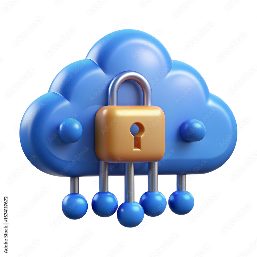Poster secure cloud storage high quality 3d rendering icon illustrating land transportation isolated on whi