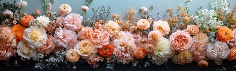 Many different flowers that are arranged together in a row plant background banner