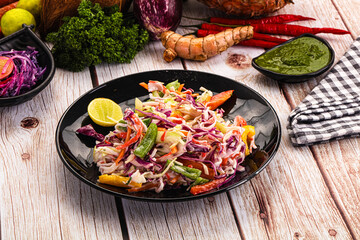 Fresh crab salad with cabbage