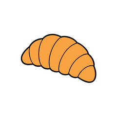 Croissant drawing for breakfast and pastry themed coloring Line Art Vector Illustration