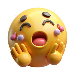 Shocked expression on yellow emoji with hands on face and tears high quality 3d rendering icon land transportation isolated on white background