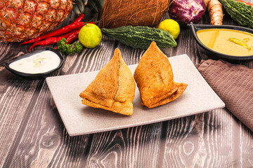 Indian cuisine - stuffed samosa pastrie