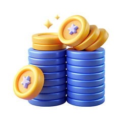 Stacks of reward coins in a high quality 3d rendering icon land transportation isolated on white background represent bonus and loyalty programs