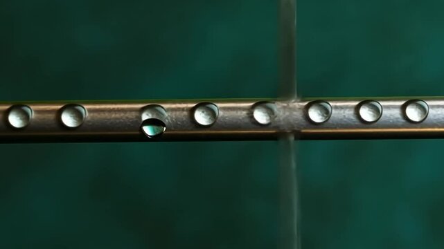 Water Droplets Forming Along a Metal Rod in a Controlled Setting