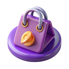 Stylized 3d rendering icon of handbag showcasing fashion and retail theme land transportation isolated on white background with playful design and glossy texture