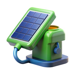Stylized 3d rendering icon solar panel and electric car charging unit for sustainable land transportation isolated on white background