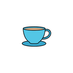 Teacup with handle illustration for kitchen coloring book Line Art Vector Illustration