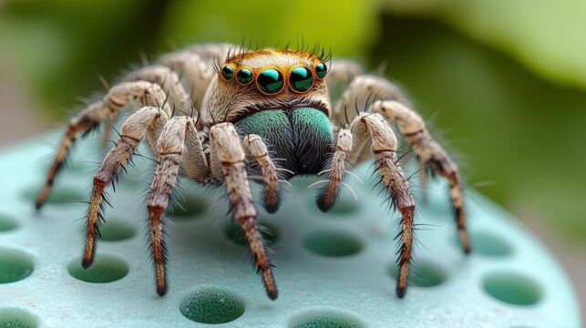 Spider on a Green Surface.