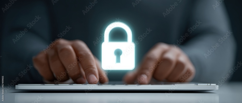 Poster cybersecurity action protecting data from threats in digital environments informative article online