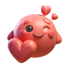 Winking pink emoji holding heart valentines day love symbol high quality 3d rendering icon land transportation isolated on white background