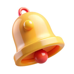 Yellow notification bell high quality 3d rendering icon with red accents land transportation isolated on background symbolizing alerts and reminders