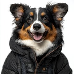 Border Collie Dog in a Jacket