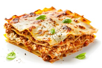 Lasagna isolated on a white background