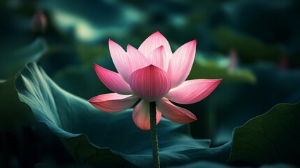 Pink lotus in full bloom