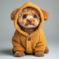 Yorkshire Terrier Dog in Hooded Jacket