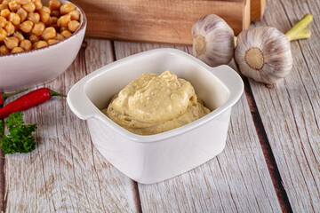 Natural organic homemade chickpea hummus