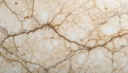 Close up of a cracked beige marble surface with intricate brown veining