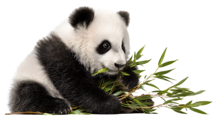 Panda Eating Bamboo, isolated on transparent background