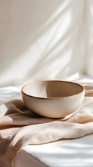 Artisan Ceramic Bowl in Soft Light – Earthy Still Life Embodying Mindful Rituals and Market-Inspired Simplicity for Lifestyle and Wellness Design