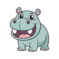 Fototapeta premium Happy Cartoon Hippo with Open Mouth