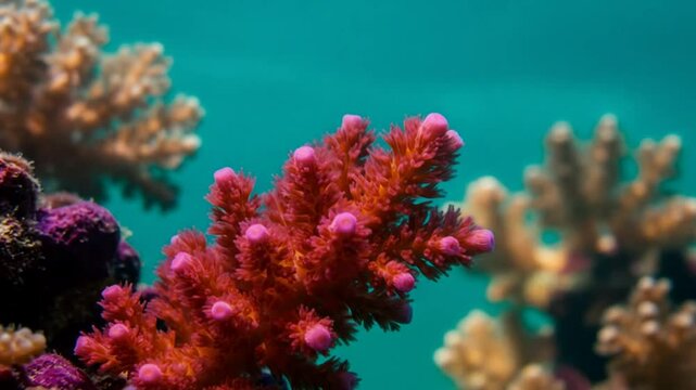 Colorful coral formations in a vibrant underwater scene close up photography of aquatic life showcasing coral structures in a tropical ocean