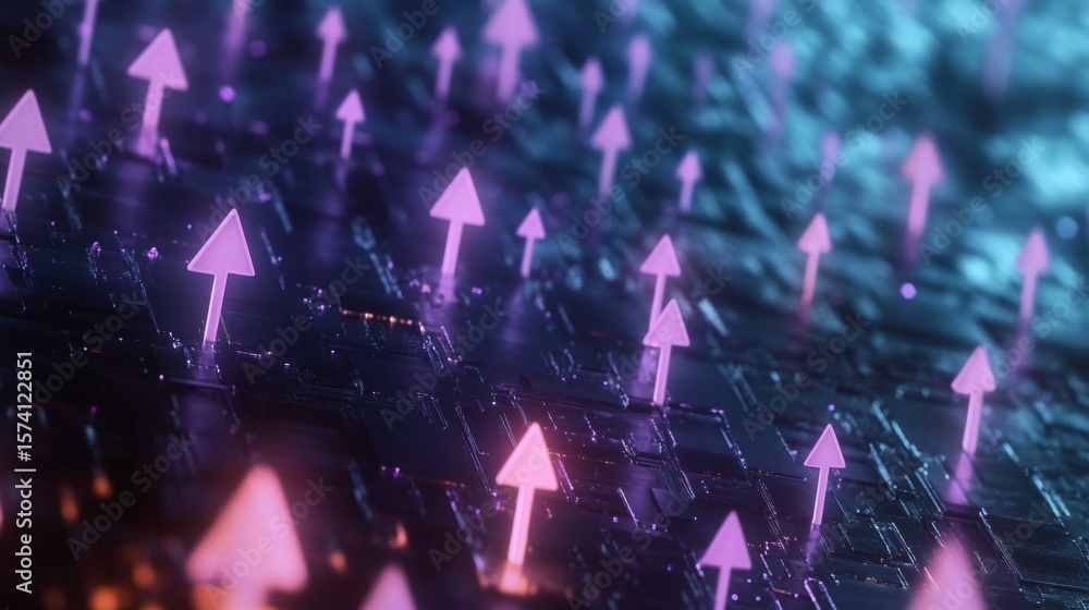 Aufkleber abstract technology background illustrating progress with upward arrows and data growth themes