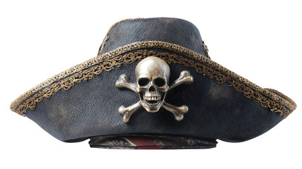 Pirate Hat with Skull and Crossbones, isolated on transparent background