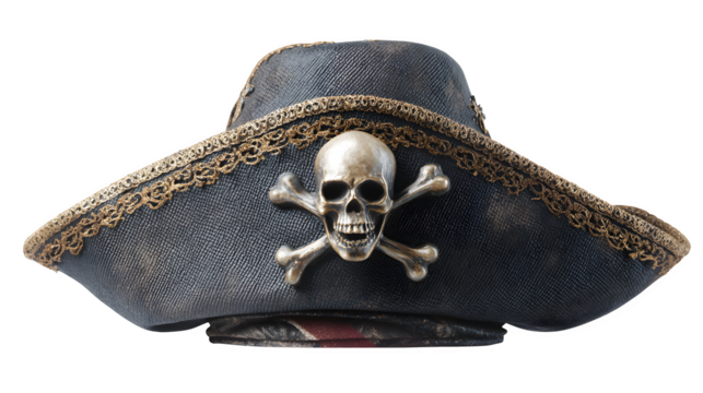 Pirate Hat with Skull and Crossbones, isolated on transparent background
