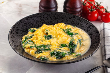 Omelette with spinach for breakfast