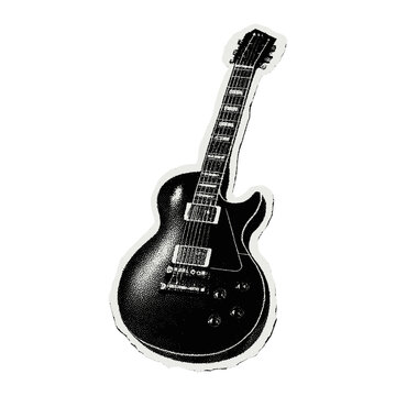Vintage electric guitar illustration sticker  vector
