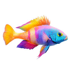 Fototapeta premium A colorful fish with a blue tail and orange fins