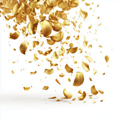 Golden Rose Petals Falling - Elegant Floral Design , white background cut out PNG