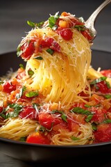 Delicious pasta dish italian kitchen food photography warm setting close-up culinary art