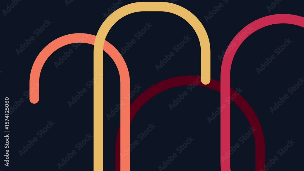 Poster an abstract motion animation of arched lines moving in rhythmic flow, conveying connectivity, elegan
