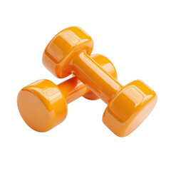Two bright orange dumbbells, glossy finish