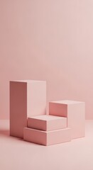 Minimalist pink geometric pedestal set for product display