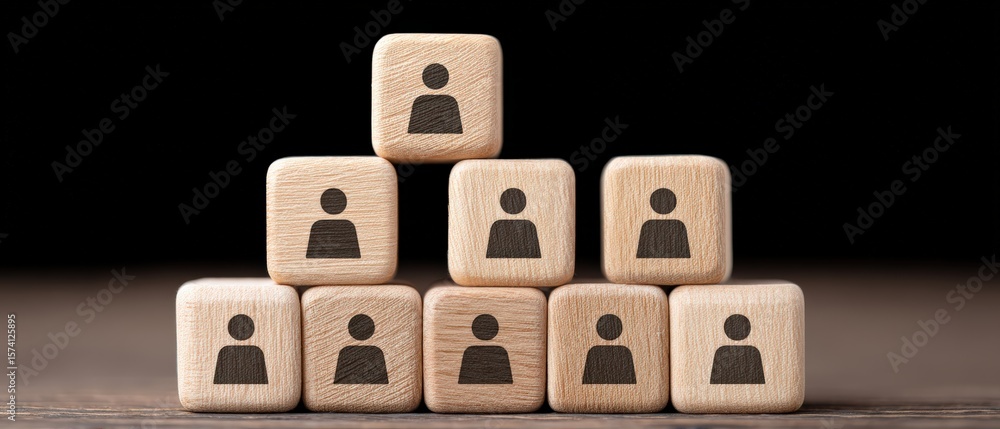 Poster team collaboration event office workspace image of wooden blocks indoor environment elevated viewpoi