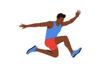 Athlete in MidAir Dynamic Vector Illustration of a Male Long Jumper.