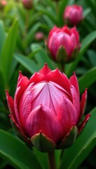 Giant protea blooms, vibrant pink, natural setting, beautiful, flora