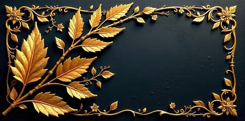 Golden leaf motif, laser-cut decorative element, abstract, laser cut, cutout
