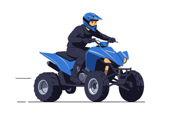 Blue ATV Rider with Helmet and Dark Clothing Vector Illustration. © Donjuan Studio