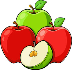 Apple Vector Illustration – Fresh Fruit Clipart for Healthy Design Projects