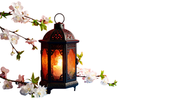 Chinese New Year lanterns and decorations with beautiful flowers in pink and red tones on a white background