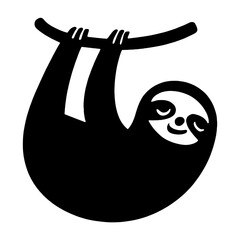 Obraz premium Adorable sloth silhouette hanging joyfully vector