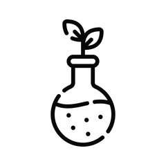 A trendy hand drawn style icon of plant research