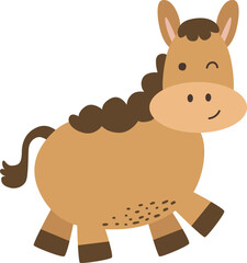 Cute Horse Childish Vector Illustration